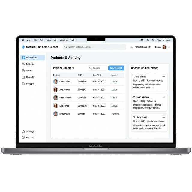 Dashboard de AlchemyCloud MedNotes en pantalla